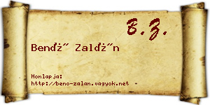Benő Zalán névjegykártya